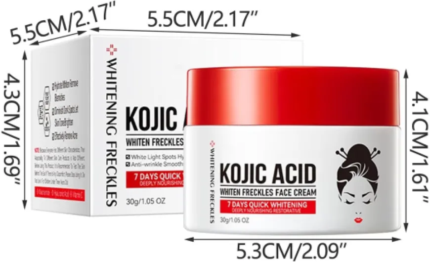 Crème Blanchissante à L'Acide Kojique, Creme Eclaircissante Peau Noir Puissant, Anti-Rides, éclaircissant, Hydratant En Profondeur, Hydratant Pour Le Visage Et Le Corps (1)