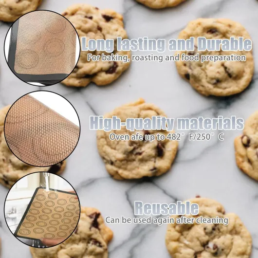 2Pièces Tapis de Cuisson pour Macaron,Rectangulaire Silicone Tapi de Cuisson,Tapis de Cuissons en Silicone,Tapi de Cuissons en Silicon Macarons en Gris,pour les Macarons,les Biscuits et les Pizzas