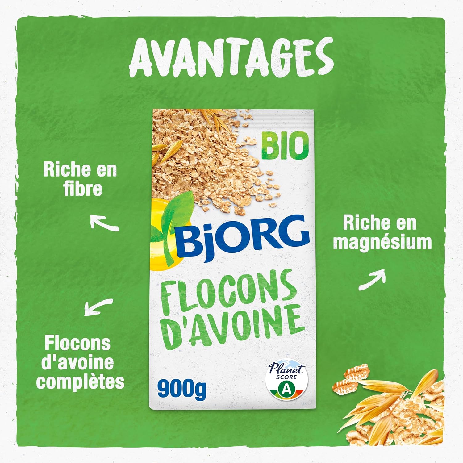 Flocons d'Avoine Bio - Céréales Complètes Riches en Fibres - Sans Sucres Ajoutés - 900 g Fruits 900 g (Lot de 1)