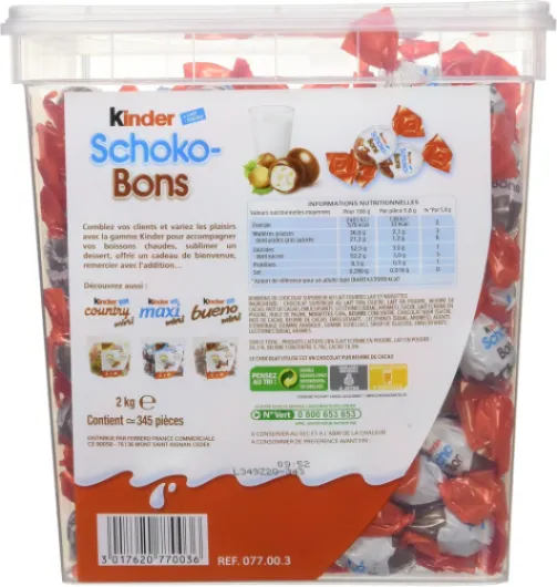 Box Kinder Schoko-Bons - Environ 345 pièces - 2 kilos