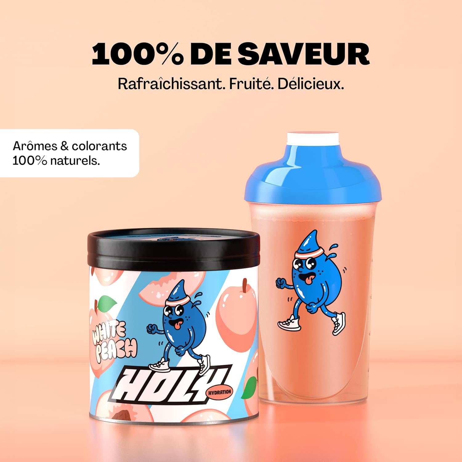 HOLY Hydration 'White Peach' - 50 portions avec de précieux électrolytes & minéraux - Boisson hydratante - Végétalien avec des arômes de fruits 100% naturels (350g)