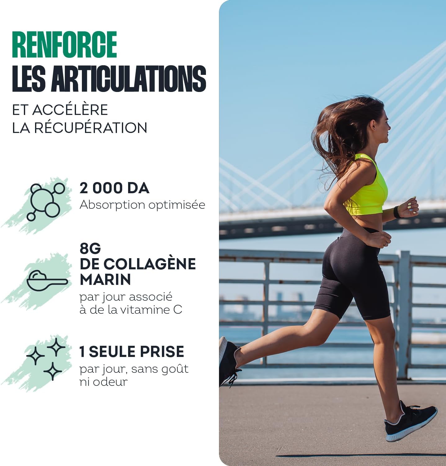 Collagène Marin Hydrolysé Type 1 Peptan® en Poudre avec Vitamine C - Complément Alimentaire Récupération, Articulations & Peau - 270g - Goût exotique - Fabriqué en France