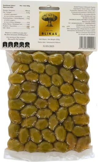 Blikas Olives Vertes Grecques, Paquet de 2 x 250 g (total : 500 g)