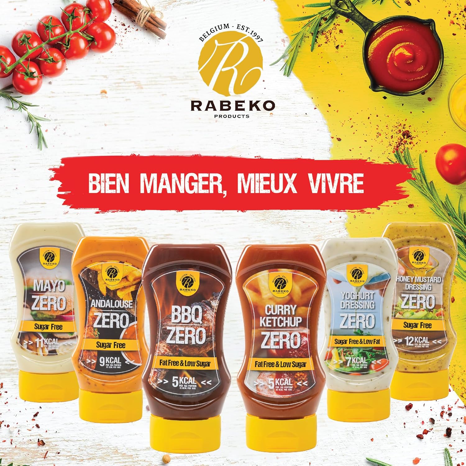 Rabeko Zero Sauce - caramel salé, 1 x 350ml - produits sains à faible teneur en glucides à teneur réduite en calories et en matières grasses pour salade, frites, hamburgers - sans gluten ni lactose Caramel salé Lot de 1 (350ml)