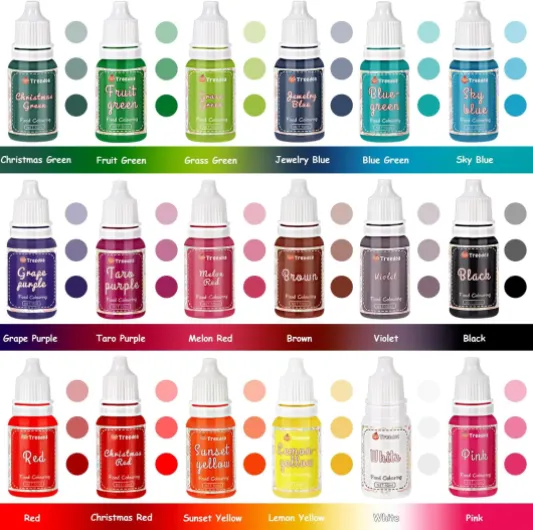 Colorant Alimentaire 18 Colorants x 10ML,Colorants Alimentaires Liquide Haute Concentré Nourriture Dye pour Décoration de Gâteaux,Fondant,Oeufs de Pâques,Pâtisserie,Glaçage,Cuisson,Slime Savon DIY