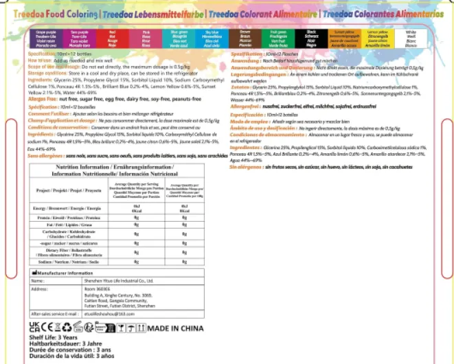 Colorants Alimentaires, 12 Colorants x 10 ML, Colorant Alimentaire Liquide Concentré de Qualité Alimentaire pour Décoration de Gâteaux, Œufs de Pâques, Pâtisserie, Biscuits, Fondants, Glaçages, Slime