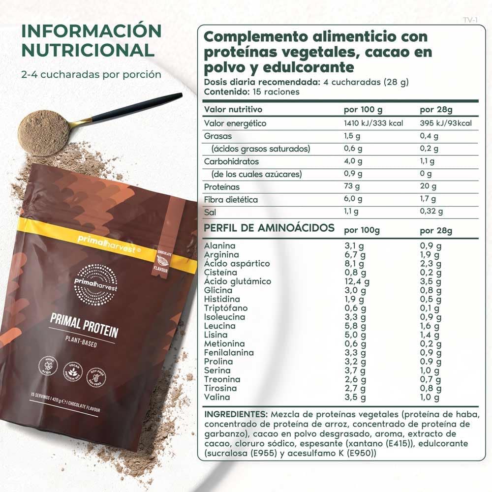 Primal Protein – Protéine végétalienne aux haricots fava, pois chiches et riz, 20 g de protéines par portion, délicieux goût chocolat (1 Bag (15 Servings), Chocolat) Chocolat 1 Bag (15 Servings)
