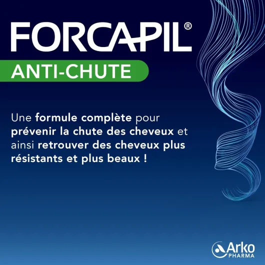 Forcapil Anti-chute - Complément Alimentaire Cheveux et Ongles - Prévient la Chute de Cheveux - Résistance - Croissance - 3 mois - 90 comprimés