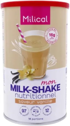 Milical Milk-Shake Hyperprotéiné - Saveur Vanille - 14 portions