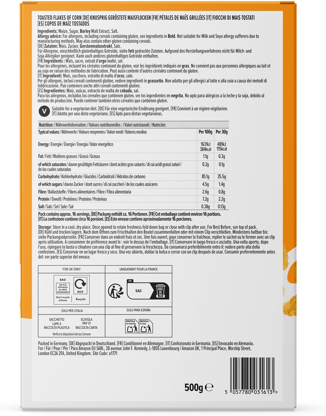 Flocons De Maïs, 500g 500 g (Lot de 1) Flocons De Maïs