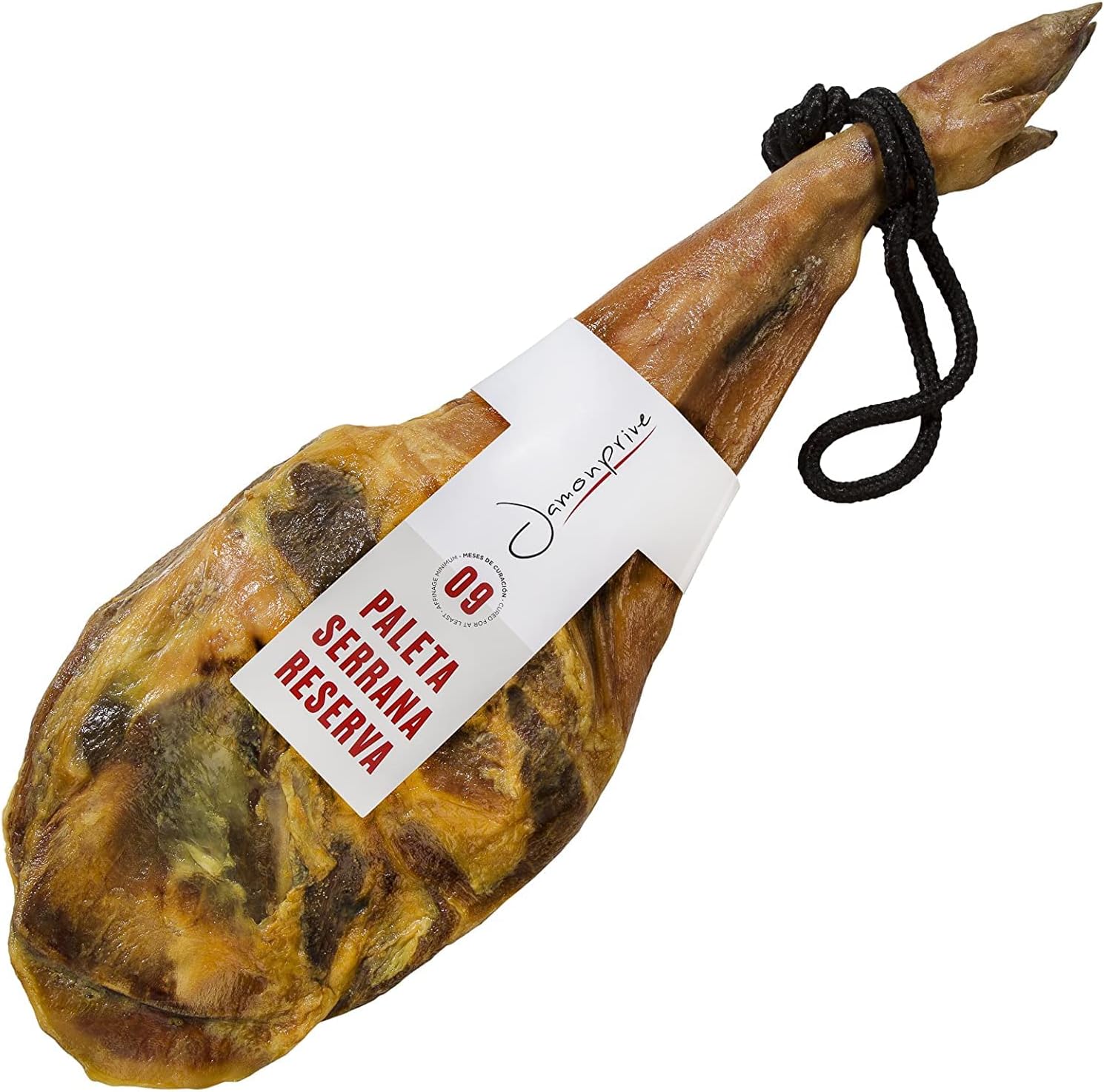 Jambon Serrano Espagnol (Épaule) Réserve Duroc + Support à Jambon + Couteau 4.5-5 KG - Jamón Serrano Jamonprive