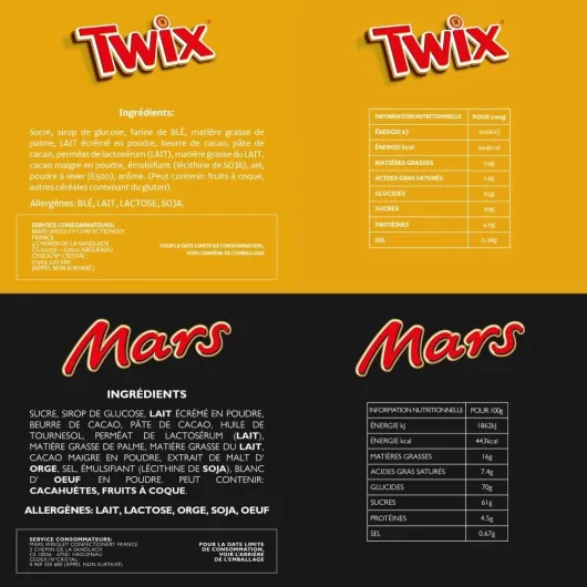 MARS, TWIX, SNICKERS, BOUNTY - Assortiment de Mini Barres Chocolatées MINIATURES MIX - Format Maxi 3kg - Chocolats en Vrac à Partager - Boîte Cadeau