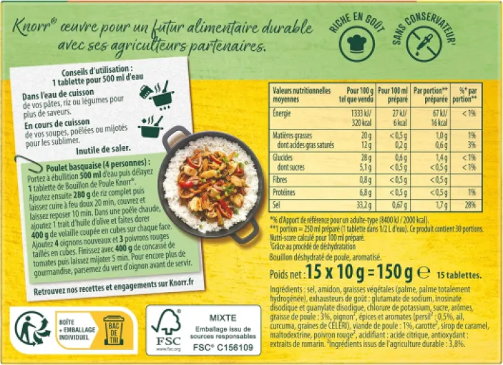 Bouillon de Poule 15 tablettes 150 g 150 g (Lot de 1)