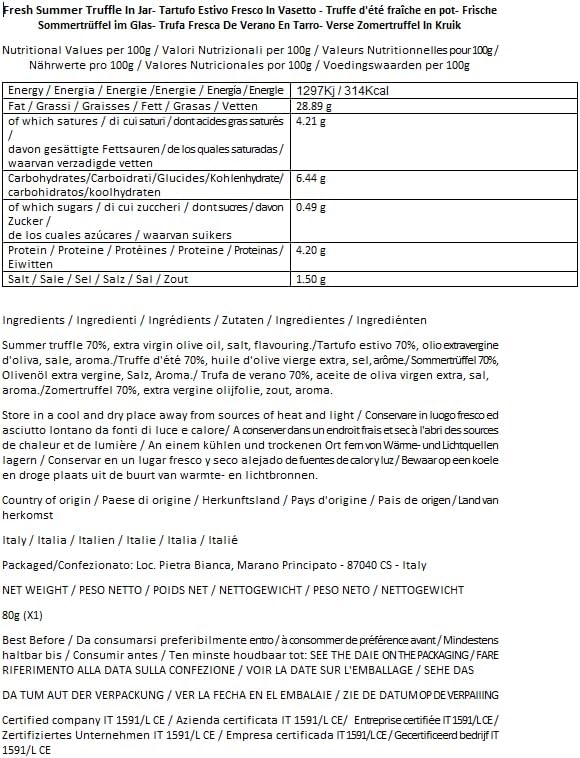 ® Carpaccio de truffes d'été - Truffe Noire Tranchée - Emballé dans un bocal en verre 80g - Produit en Italie (3)