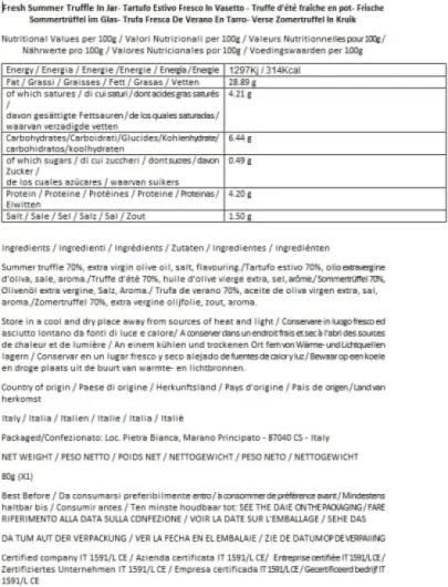 ® Carpaccio de truffes d'été - Truffe Noire Tranchée - Emballé dans un bocal en verre 80g - Produit en Italie (3)