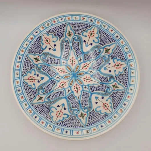 Plat Tebsi Marocain turquoise - D 33 cm