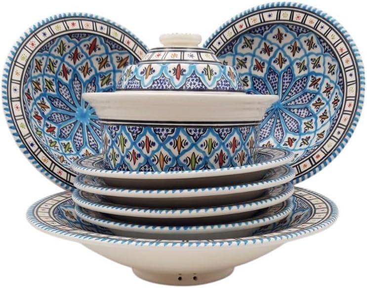 Service à couscous assiettes Tebsis Bakir turquoise - 6 pers Service 6 personnes Turquoise