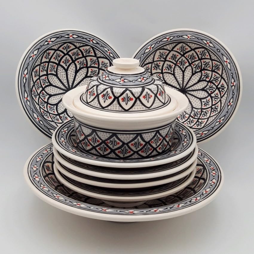 Service à couscous assiettes Tebsis Bakir gris - 6 pers Service 6 personnes Gris