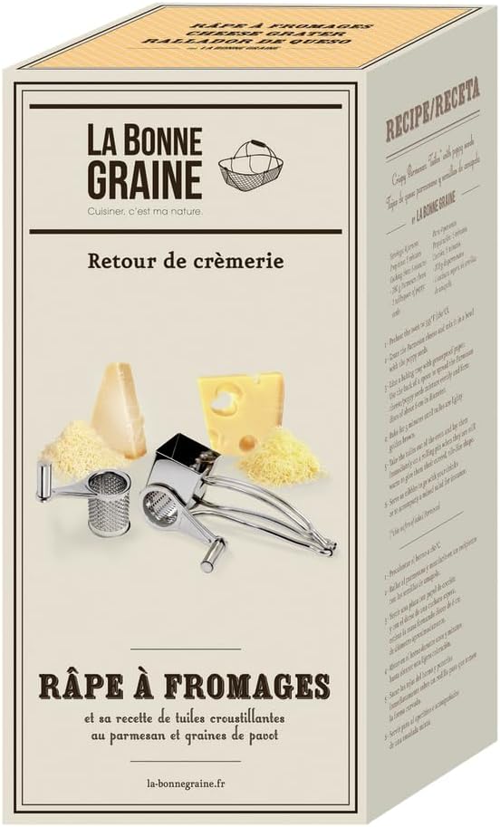 La Bonne Graine N3009X-2 Moulin Râpe Gruyère Inox + Parmesan 2 Tambours, Gris