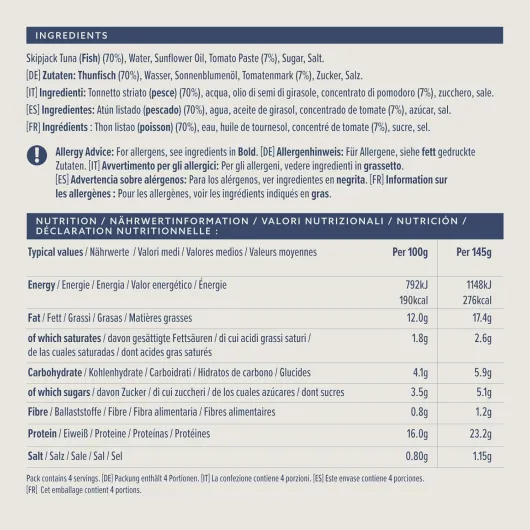 MSC Morceaux De Thon Listao À La Sauce Tomate, 4x145g Sauce Tomate 145 g (Lot de 4)