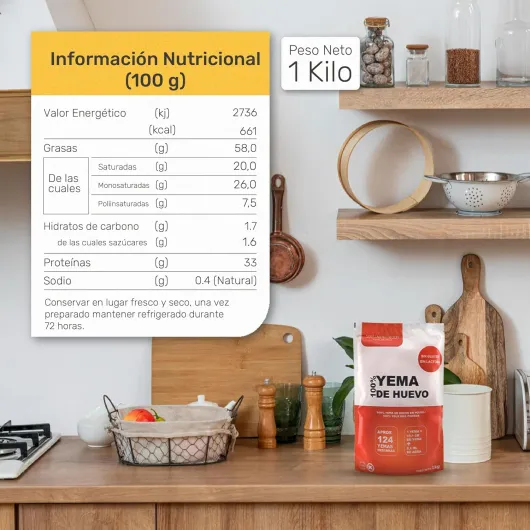 Jaune d'Œuf en Poudre (1 kg) - Jaunes d'Œufs en Poudre - Œufs Pasteurisés - Sans Additifs - Produits Sans Lactose - Présentation en Sachet Sous Vide