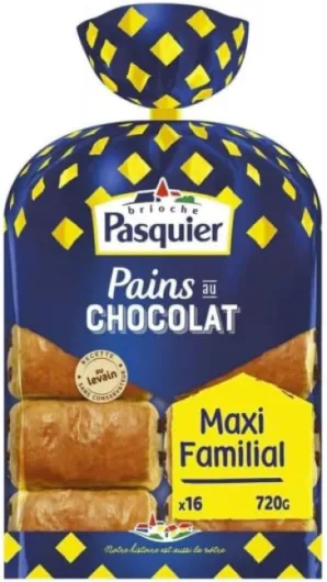 BRIOCHE PASQUIER – Pains au Chocolat Moelleux 720g (Lot de 3x16) – Viennoiserie Familiale Prête à Déguster