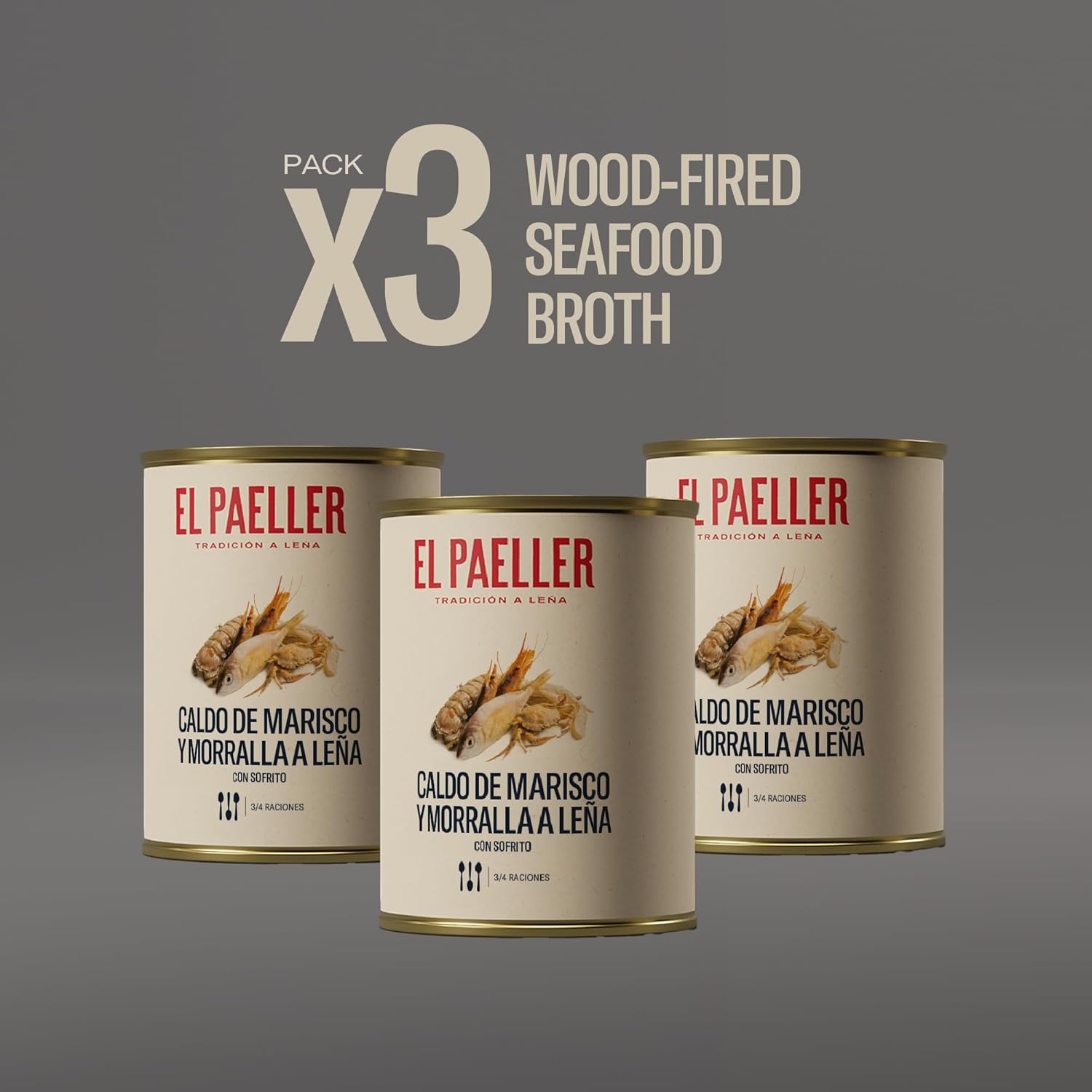 Fumet de poisson - Cuisiné avec des ingrédients 100% naturels - Parfait pour les paellas, les riz et les ragoûts - Lot de 3 pièces, 3L - Sans conservateurs