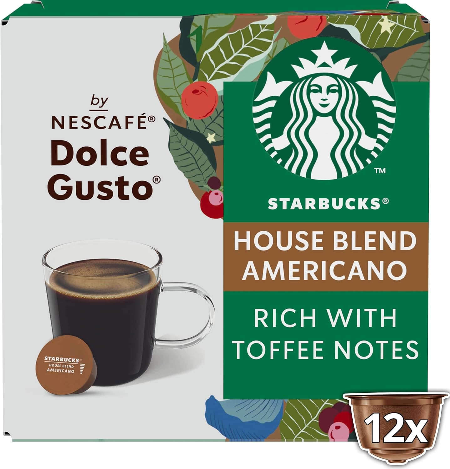 House Blend by Nescafé Dolce Gusto, Torréfaction Ambrée, Capsules de Café 6 x 12 (72 Capsules)