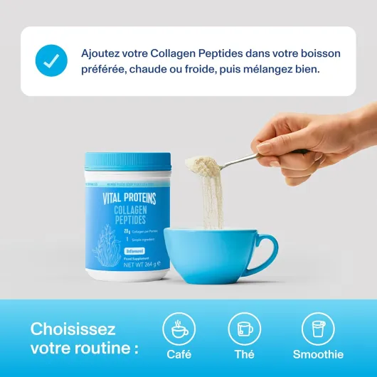 Collagen Peptides complément alimentaire(Type I, III), Collagène hydrolysé Non Aromatisé, Cheveux, Ongles, Peau, Sans Gluten, Sans colorant ni Conservateur 20g par portion, 264g Sans saveur 13 Portions (Lot de 1)