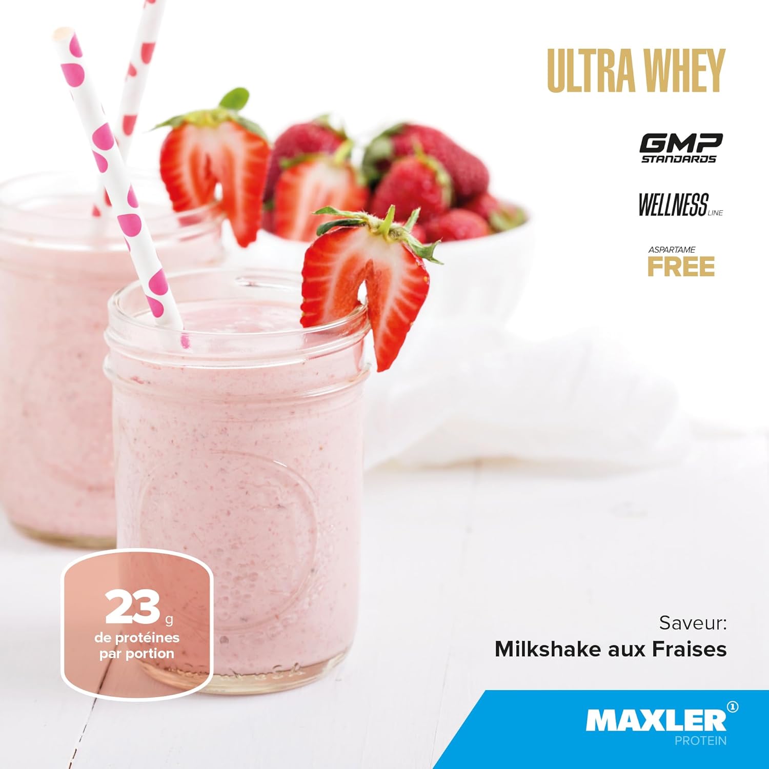 Ultra Whey Protein - Proteine Whey - Proteines musculation - Whey Isolate - Whey Protein Milkshake à la Fraise - 300g de proteine whey Milkshake à la Fraise 300 g (1er Pack)