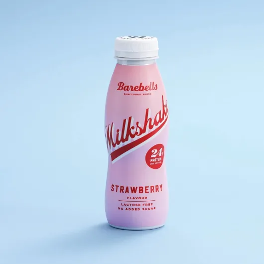 Milkshake protéiné Barebells Strawberry Bouteilles de 8 x 330 ml - Milkshake hautement protéiné - Sans sucre ajouté - Sans lactose - 24 g de protéines - Délicieux goût crémeux