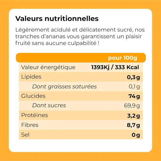 Ananas tranches séchées 1 Kg - 100% naturel sans additifs ni conservateurs - Ananas déshydraté - Fruits secs - sans sucre - une saveur unique et sublime - Sans gluten - Vegan et végétarien - Dorimed