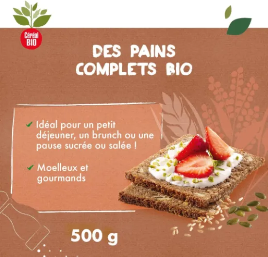 CÉRÉAL BIO – Pain Complet Seigle aux Graines de Courge Bio – Riche en Fibres & Céréales Complètes – Petit-Déjeuner Équilibré, Tartines ou Collation – 7 Tranches – Nutriscore A – 500 g