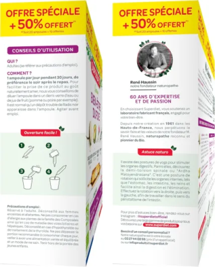 QUATUOR BIEN-ÊTRE DU FOIE BIO - Radis noir, Artichaut, Chardon Marie, Romarin - Fabrication française - Format économique - 30 ampoules