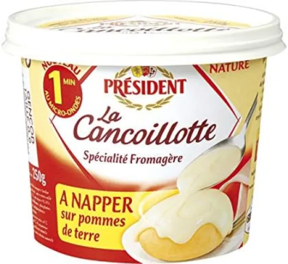 Président La Cancoillotte à Napper sur Pommes de Terre Spécialité Fromagère Nature, Le Pot de 250g