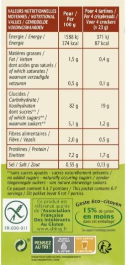 Délicieuses Tartines Bio à la Châtaigne Sans Gluten - Jardin Bio Étic 150g Pépite croustillante de bien-être naturel, riche en saveurs authentiques - Le Lot De 4