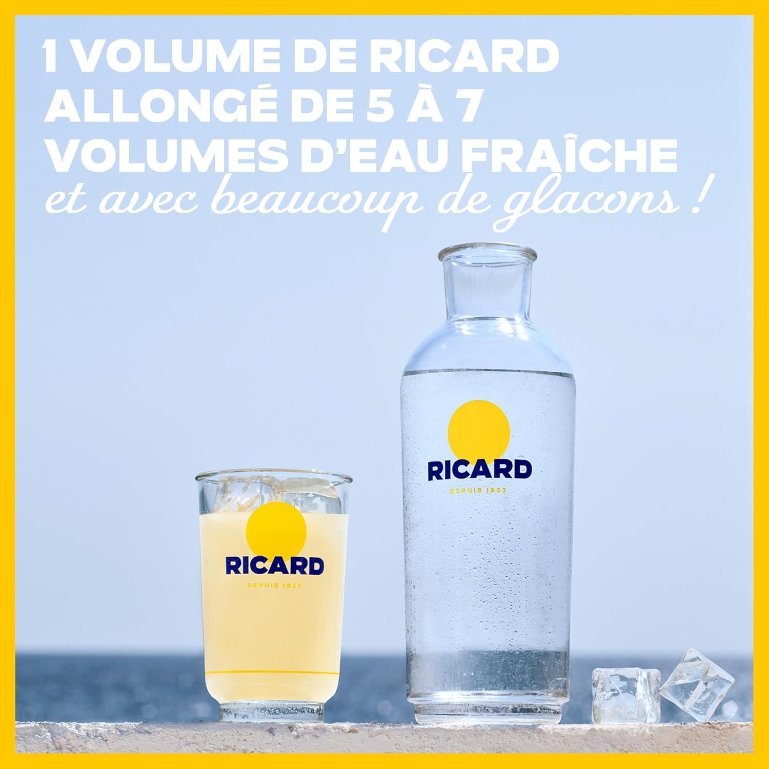 Pack RICARD Pastis de Marseille + 6 verres + Carafe Apéritif anisé - 45%, 70cl Ricard + 6 verres + Carafe
