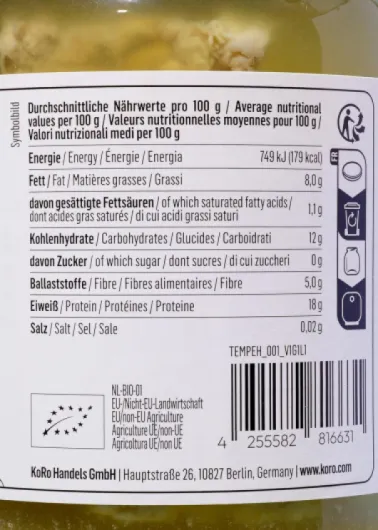 Bio Tempeh 175 g - Fermentierte Sojabohnen - Hoher Proteingehalt - Veganer Fleischersatz Pack de 1