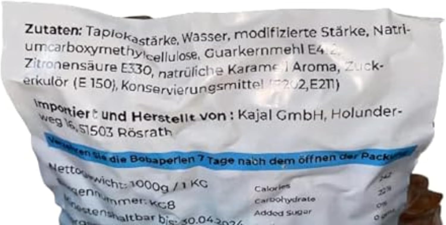 Perles de tapioca véritables Kajal pour thé aux perles – 1 kg - Boules de tapioca Boba pour thé au lait Boba - Parfait pour le thé au lait Boba, le café glacé, le thé glacé, les granités et les boisso