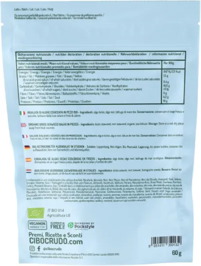Salade D'algues Séchées Bio - 60g - Composé d'algue Dulse, Algue Nori et de Laitue de Mer - Casse-croûte Parfait - Origine Mer de Bretagne - Salade D'Algues 60 g (Lot de 1)