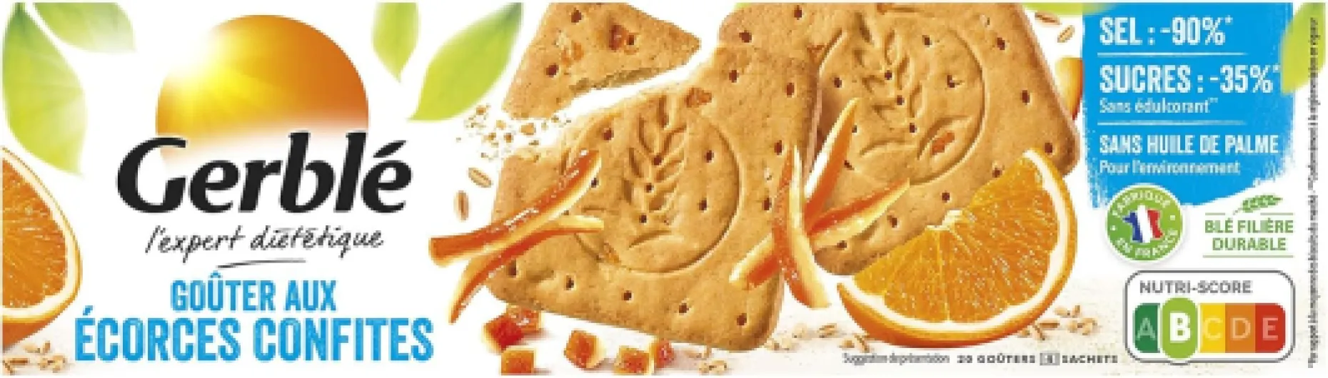 Goûters aux Écorces Confites – Saveur agrumes, très pauvres en sel, sans conservateurs, riches en fibres, 4 pochons, 360g Ecorces Confites