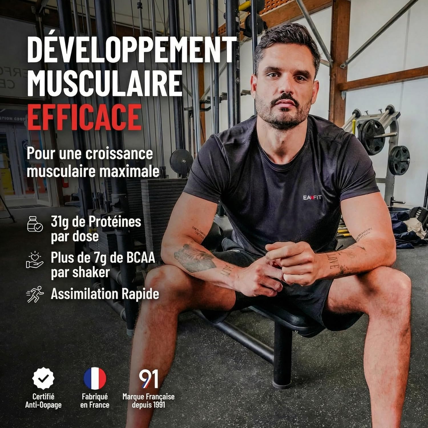 WHEY PROTEIN - Vanille - EAFIT - Marque Française N°1 en Nutrition Sportive - 31g de Proteine Whey - BCAA - Shaker Proteine - Pre Workout, Musculation - Protéines Whey - 750 g Vanille intense 750 g