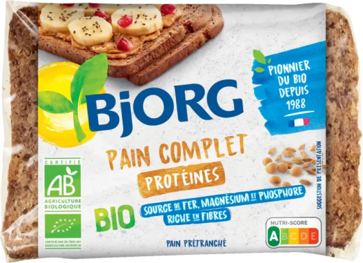 Pain Complet Protéines Bio - Aux Céréales Complètes - Source de Fer, Magnésium, Fibres - Prétranché - 250 g (Lot de 3) Protéines 250 Gr (Lot de 3)