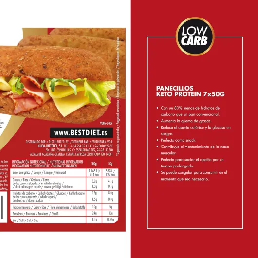 Keto Protein Bestdiet - Panecillos Proteicos Keto, Bajos en Azúcar, Alto en Fibra y Proteínas, Saciantes y Quemagrasas, con Trigo, Avena, Soja - (Pack de 3 paquetes de 350 g)