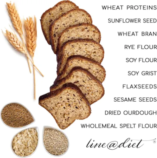 1 paquet de pain protéiné avec céréales Line@diet - riche en protéines, pauvre en glucides, hypocalorique, sans sucre
