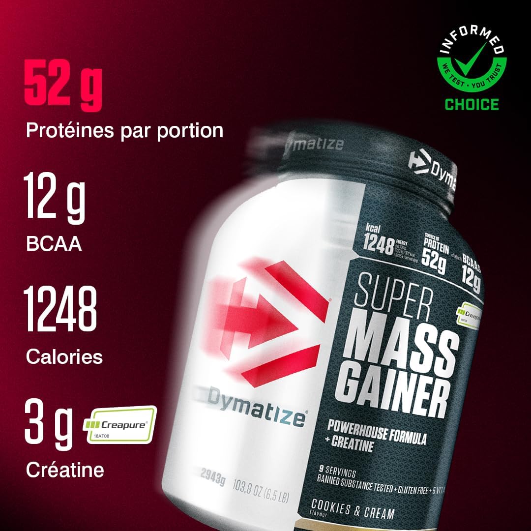Super Mass Gainer Cookies & Cream 2943g - Poudre Weight-Gainer + Glucides BCAA et Caséine