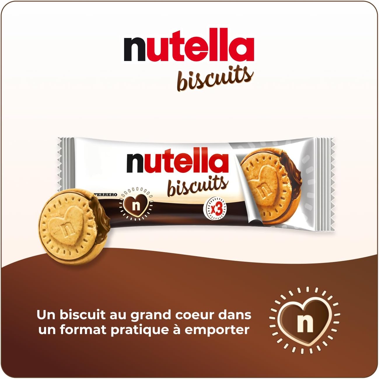 Biscuits - Biscuit Croquant et Fourré à la Pâte à Tartiner Nutella - Format Familial pour le Goûter - 28 x 3 x 41,4g