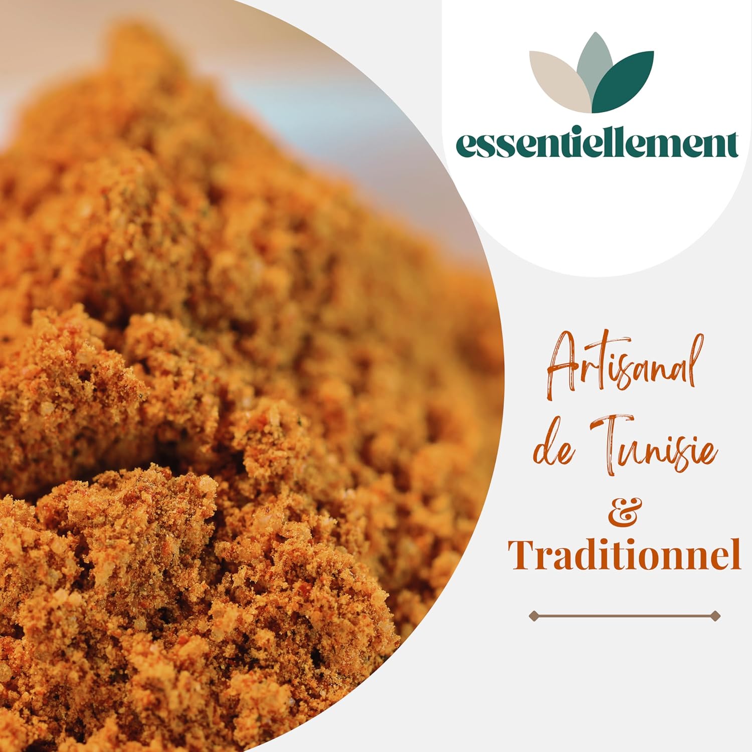 Epice Tabel Karwiya Tunisie - 100% Naturel, Artisanal - Tabil Tabeul - Mélange 4 ingrédients - Coriandre, Carvi, Ail, Piment - Pochette Refermable 200 gr - Essentiellement - Fabriqué par Souk Oriental