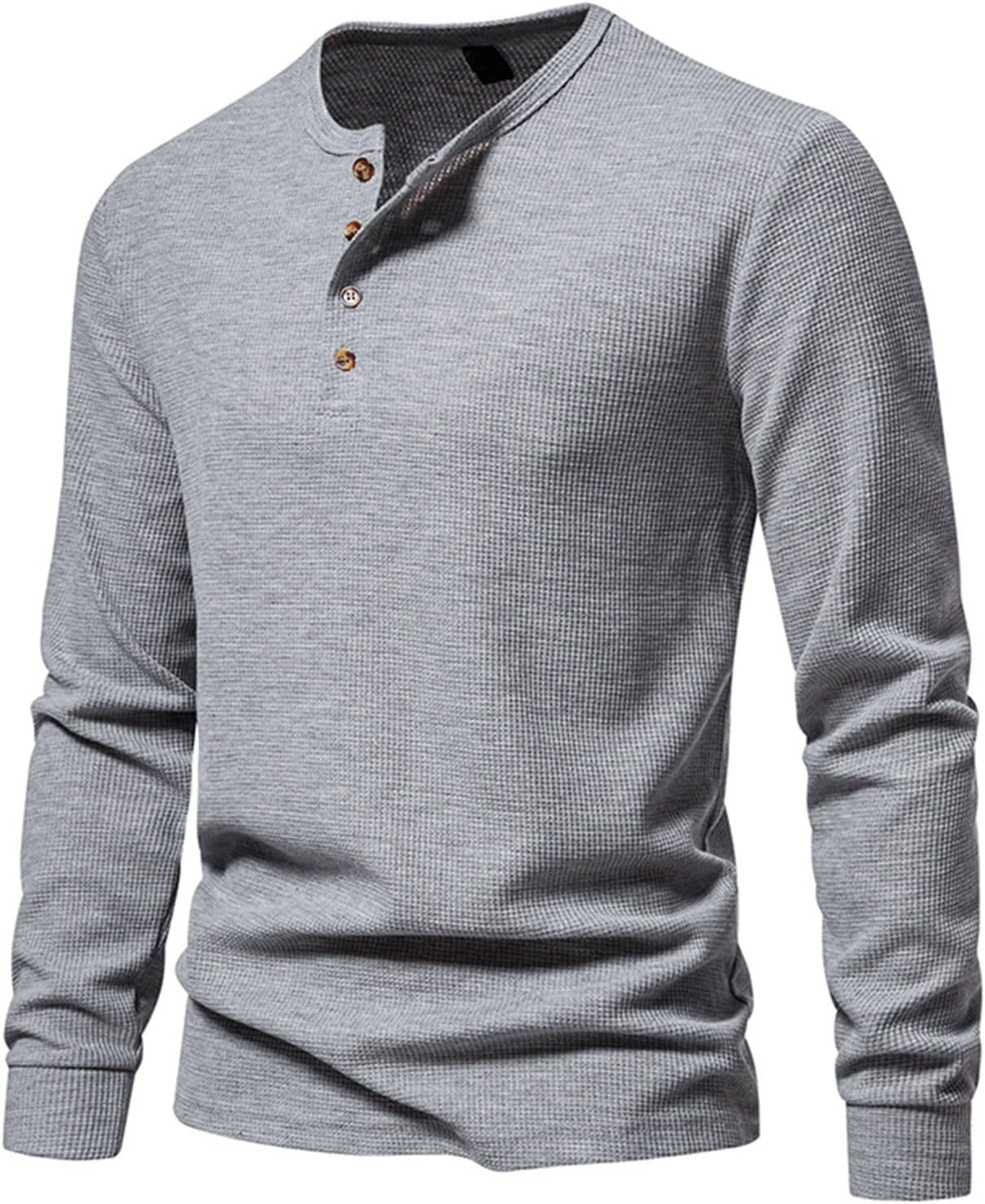 Homme T-Shirt Col Tunisien Manches Longues Tee Shirts Chic Chemisier Casual Slim Fit Blouse Col V Mode Casual Chemise Homme Sweatshirts Automne Hommes Manches Longues Chemise de Course Sport Gris L