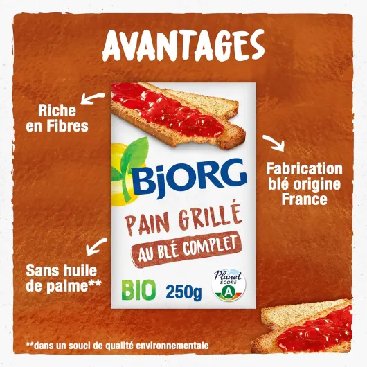 Pain Grillé Blé Complet Bio - La boîte de 250g